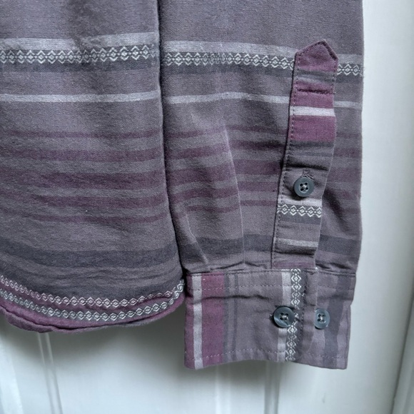WOMENS MARMOT WOVEN GRAY STRIPE BUTTON DOWN COLLARED FLANNEL SHIRT SIZE XL - Picture 5 of 10